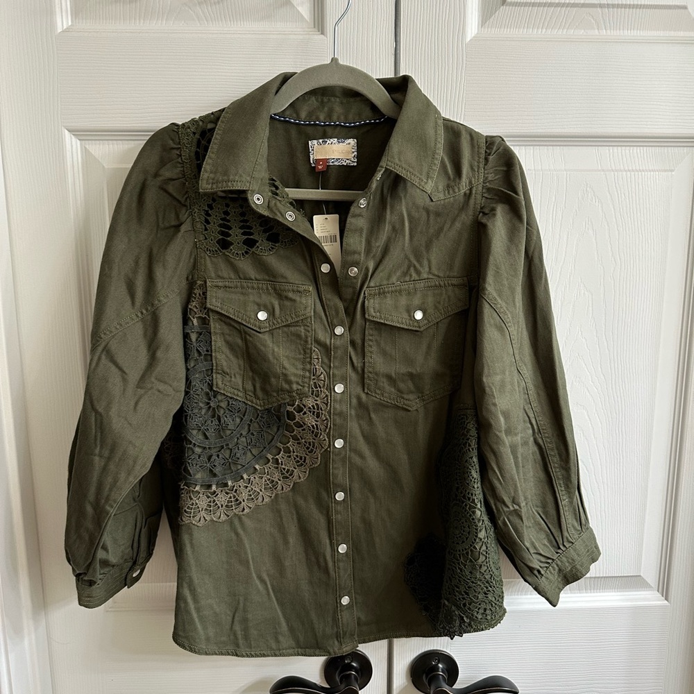 Anthropologie Eyelet Lace Button Down